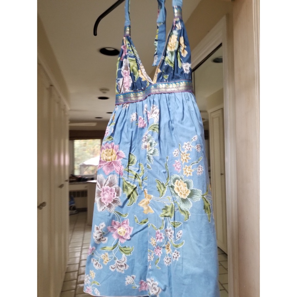 Beautiful boutique dress blue flower print M/L